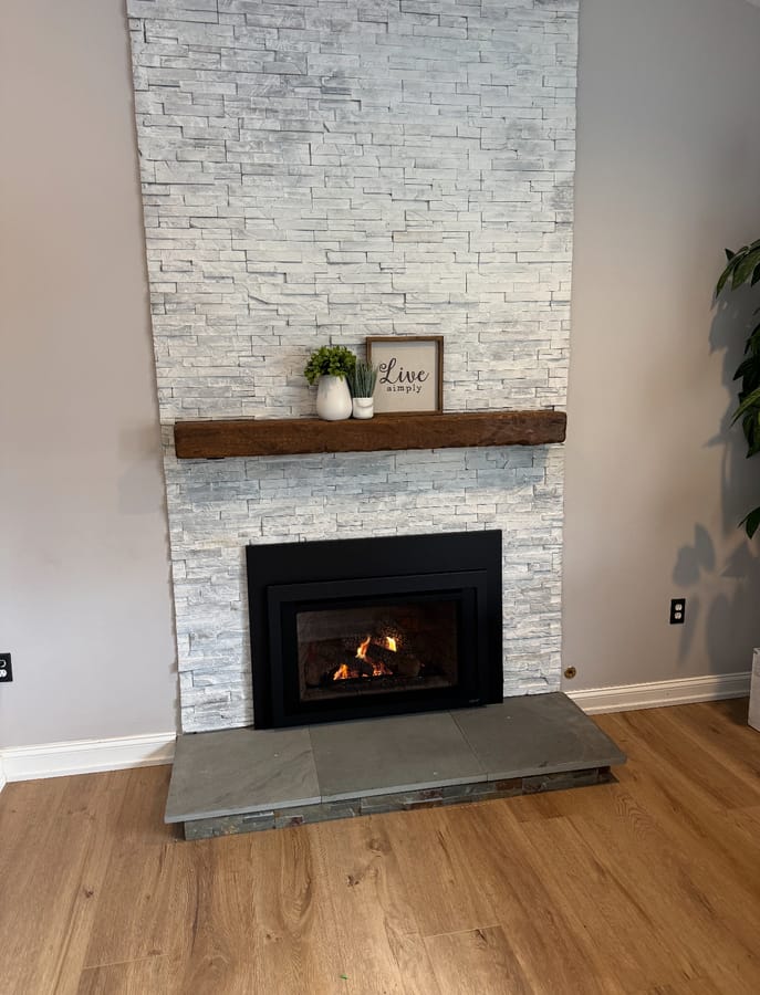 Majestic Trilliant with stone veneer installed by Warrington Chimney & Fireplace