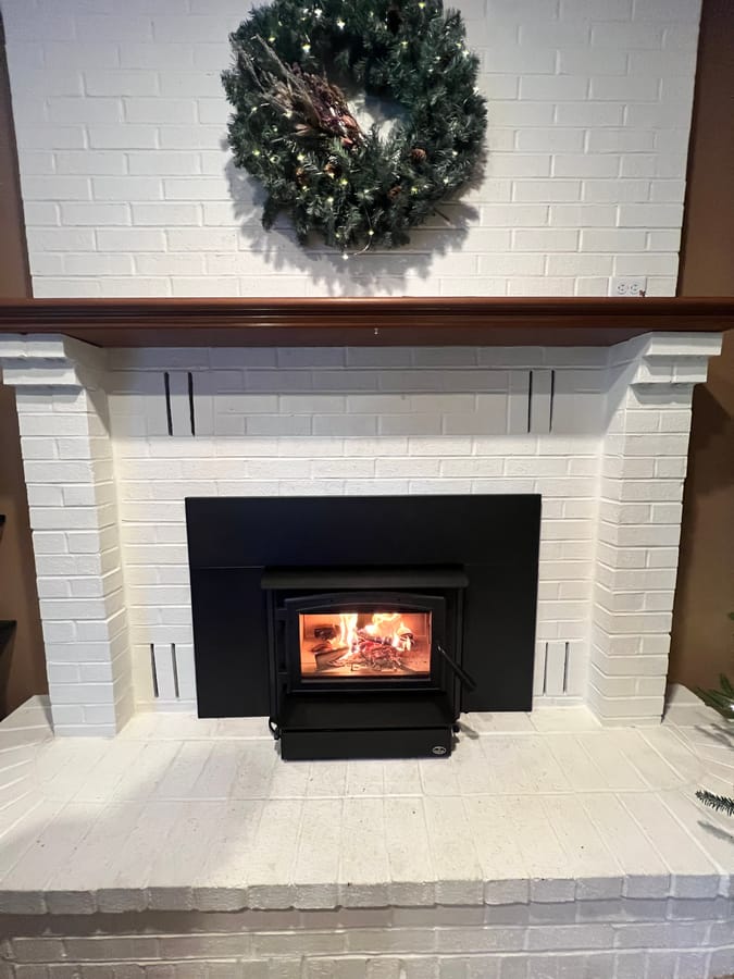 Osburn 1700 wood-burning insert installed by Warrington Chimney & Fireplace