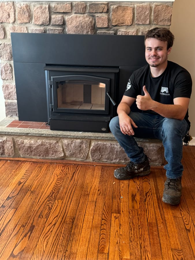Osburn 2000 insert installed by Warrington Chimney & Fireplace