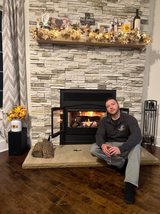 Osburn Stratford II wood-burning fireplace installed by Warrington Chimney & Fireplace